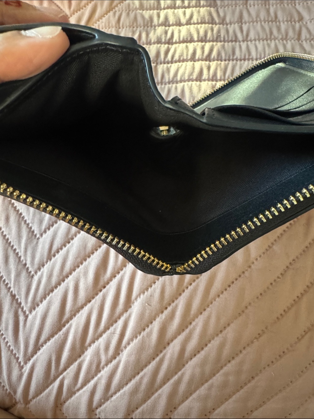 Coach Black Pebbled Leather Zip Wallet with Gold Logo - Picture 4 of 4